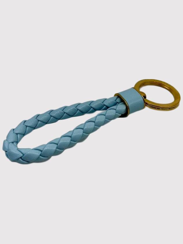 Intrecciato Lambskin Key Holder Light Blue - BOTTEGA VENETA - BALAAN 5