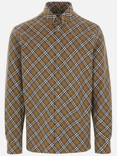 B Shield Embroidered Check Cotton Long Sleeve Shirt Oxide - BURBERRY - BALAAN 2