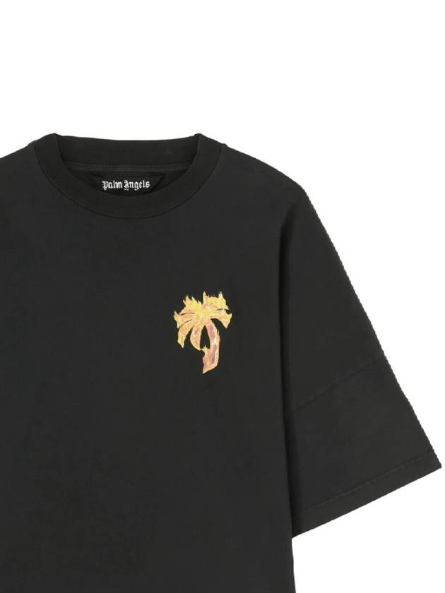 Oversized Burning Short Sleeve T Shirt Black - PALM ANGELS - BALAAN 3