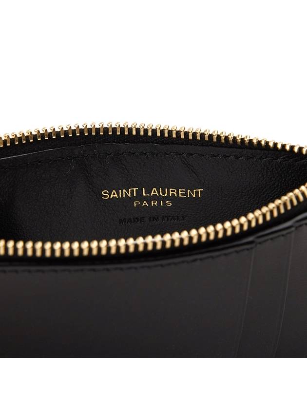 Monogram Leather Gold Zipper Card Wallet Black - SAINT LAURENT - BALAAN 7