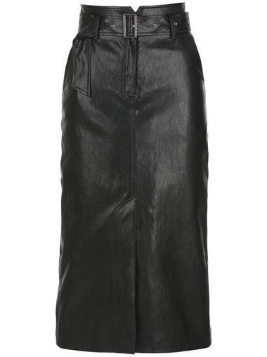 Faux Leather High Waist Long Skirt BLACK - ILROZE - BALAAN 1