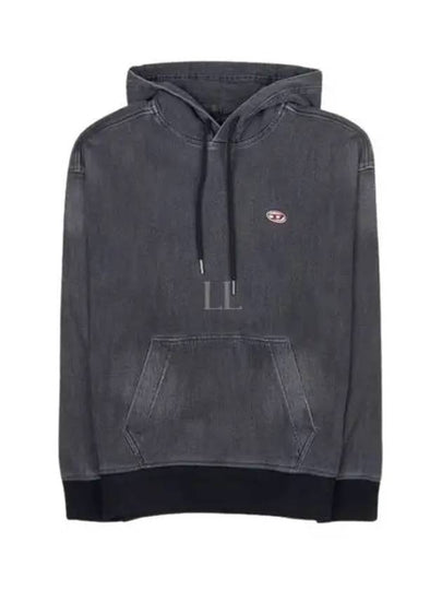 D Um Rib Track Denim Hoodie Black Dark Grey - DIESEL - BALAAN 2