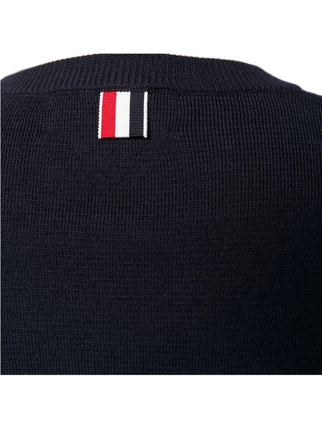 Milano Stitch Crewneck 4-Bar Cotton Crepe Knit Top Navy - THOM BROWNE - BALAAN 5