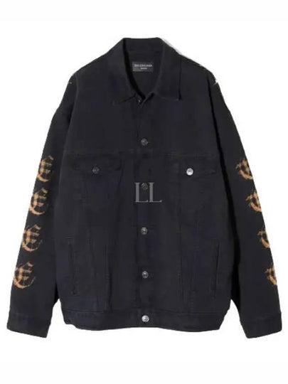 Peach Large Fit Denim Jacket Black - BALENCIAGA - BALAAN 2