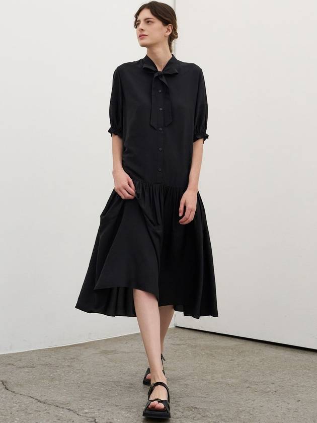 Ribbon shirring dress_black - MITTE - BALAAN 7