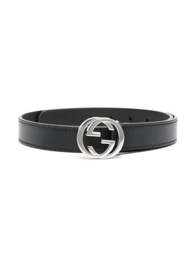 Kids GG Logo Belt Black - GUCCI - BALAAN 1