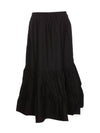 Cotton Poplin Maxi Flounce Long A-Line Skirt Black - GANNI - BALAAN 3