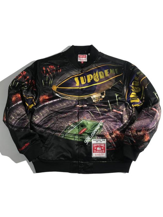 x Mitchell Ness Stadium Satin Varsity Jacket Black ® Mitchell Ness® Stadium Satin Varsity Jacket - SUPREME - BALAAN 2