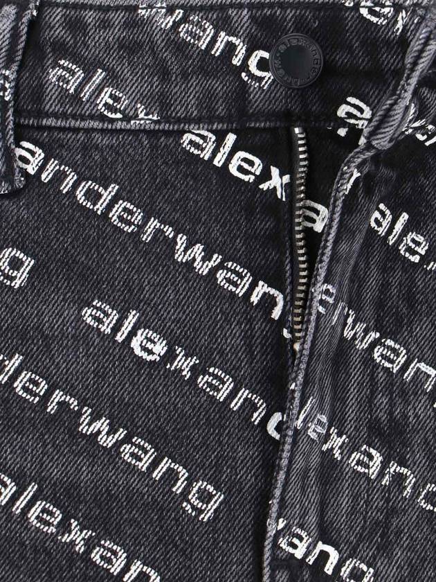 Grey Age Denim Bite Logo Shorts Black - ALEXANDER WANG - BALAAN 6