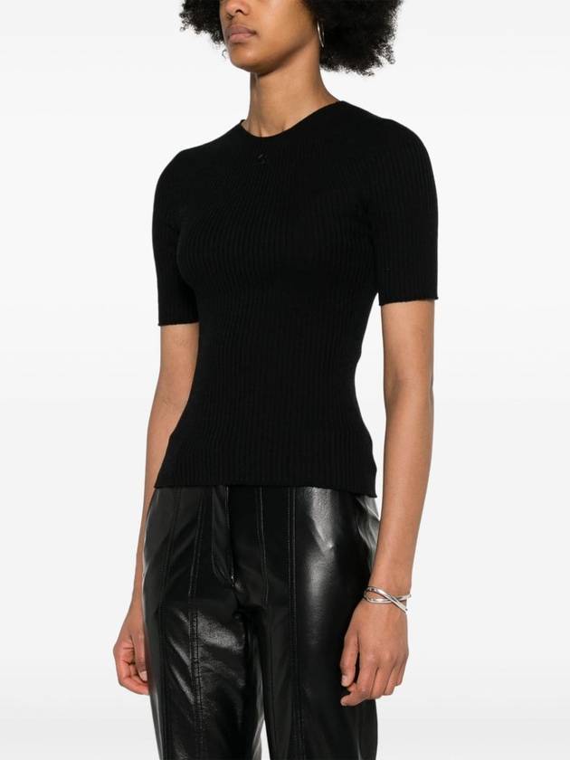 Solar logo patch ribbed knit top black - COURREGES - BALAAN 4