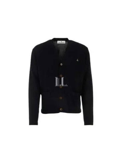 V Neck Cotton Cardigan Black - VIVIENNE WESTWOOD - BALAAN 2