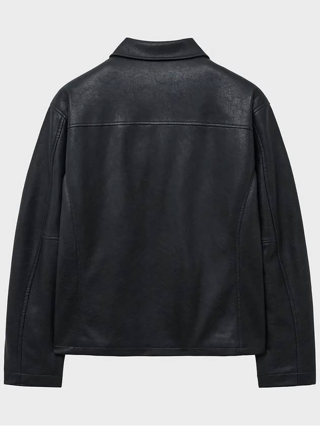 Padded leather shirt jacket black - NOIRER - BALAAN 10