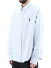 Heart Logo Boxy Fit Button Long Sleeve Shirt Sky Blue - AMI - BALAAN 3