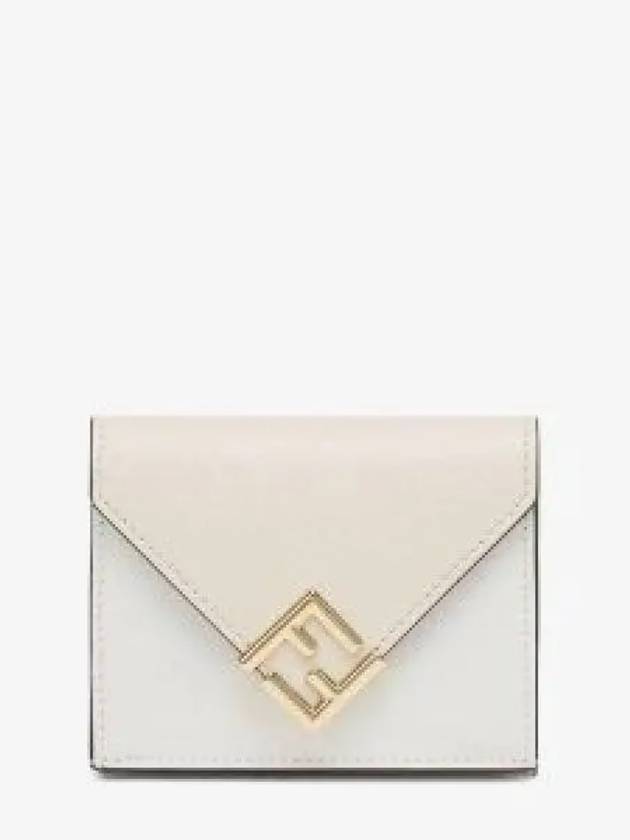 FF Diamond Tri-Fold Leather Half Wallet White - FENDI - BALAAN 2