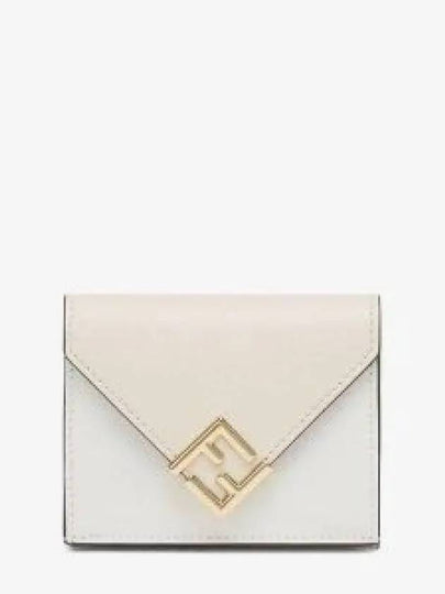 FF Diamond Tri-Fold Leather Half Wallet White - FENDI - BALAAN 2