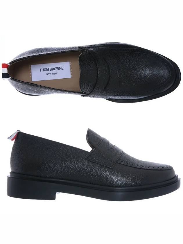 Pebble Grain Rubber Sole Penny Loafer Black - THOM BROWNE - BALAAN 3