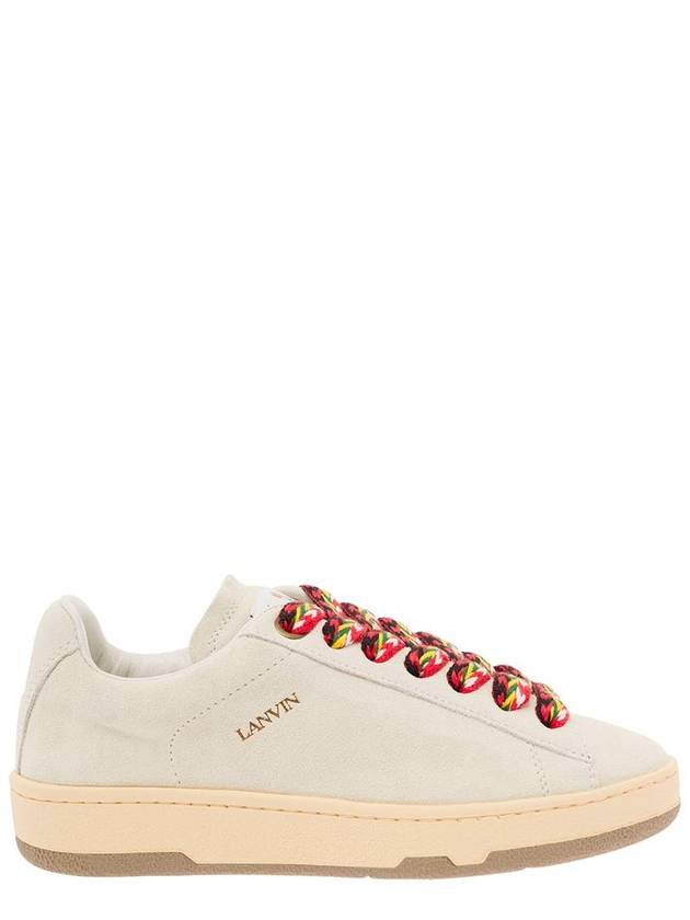 'Lite Curb' White Low Top Sneakers With Oversized Multicolor Laces In Leather Woman - LANVIN - BALAAN 1