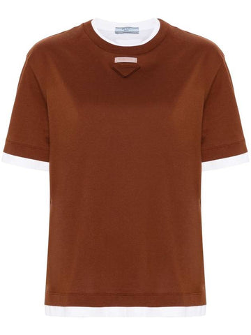 layered cotton T-shirt - PRADA - BALAAN 1