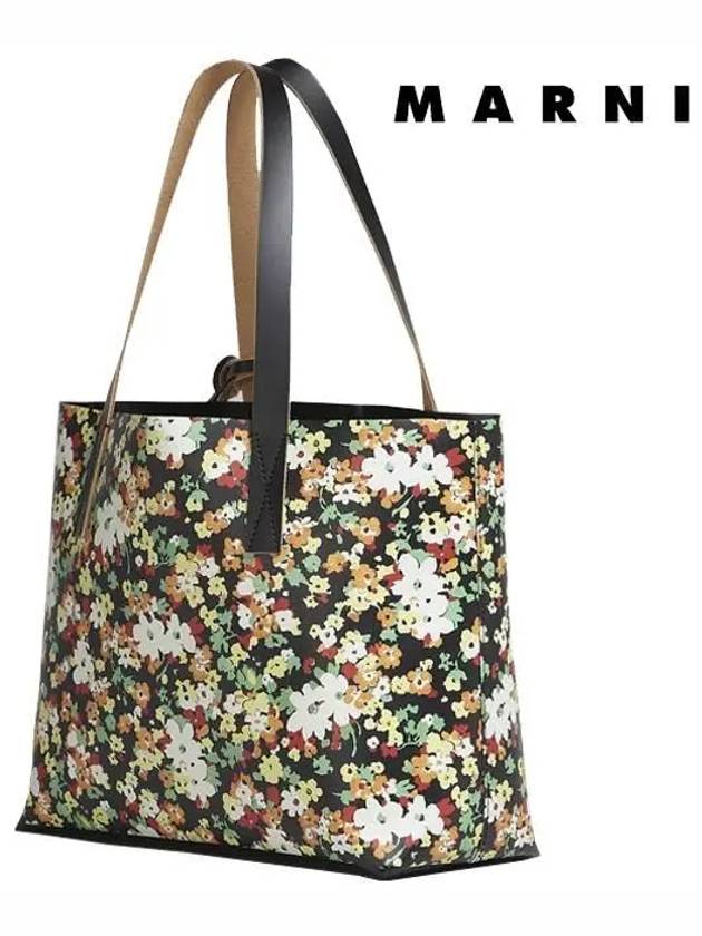 Logo Flower Tote Bag Black - MARNI - BALAAN 4