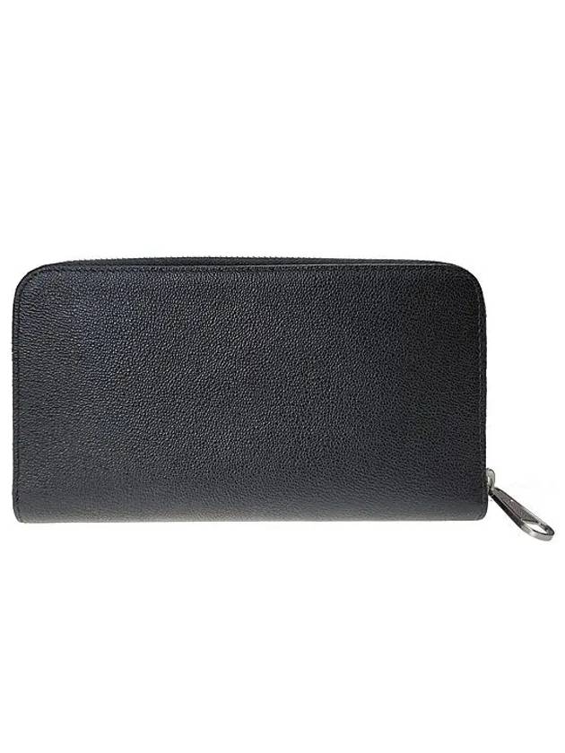 Embossed Logo Leather Zipper Long Wallet Black - BURBERRY - BALAAN 4