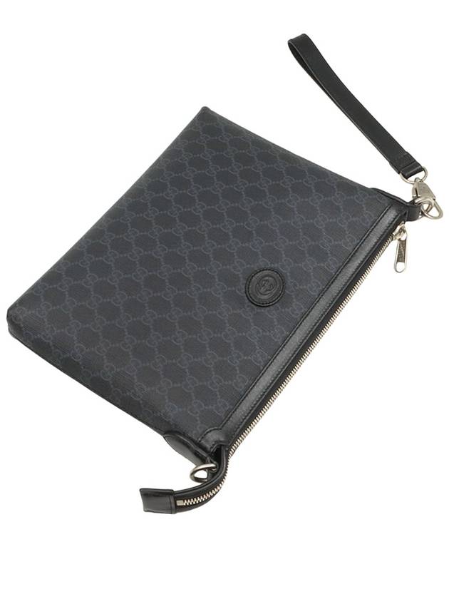 Black GG Supreme Canvas Interlocking G Handstrap Clutch 726833 - GUCCI - BALAAN 5