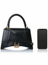 Hourglass Small Tote Bag in Shiny Box Calfskin Black - BALENCIAGA - BALAAN 7