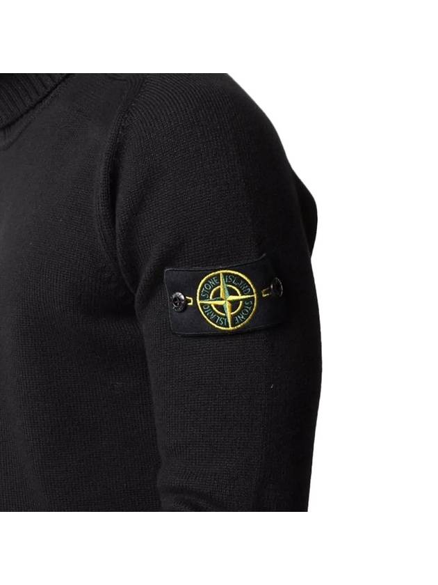 Waffen Patch Cotton Knit Turtleneck Black - STONE ISLAND - BALAAN 5