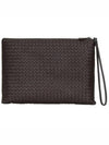 Intrecciato Document Leather Clutch Bag Dark Brown - BOTTEGA VENETA - BALAAN 2