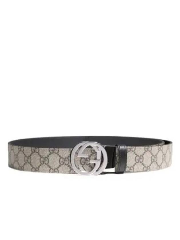 Men's Double-sided GG Supreme Solid Leather Belt Black Beige - GUCCI - BALAAN 2