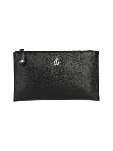 Revegan Grain Zipper Clutch Bag Black - VIVIENNE WESTWOOD - BALAAN 1