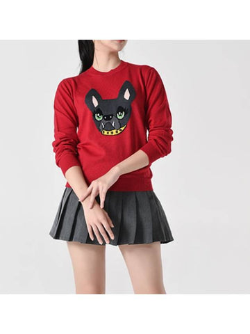 Icon Dog Print Knit Top Red - DSQUARED2 - BALAAN 1