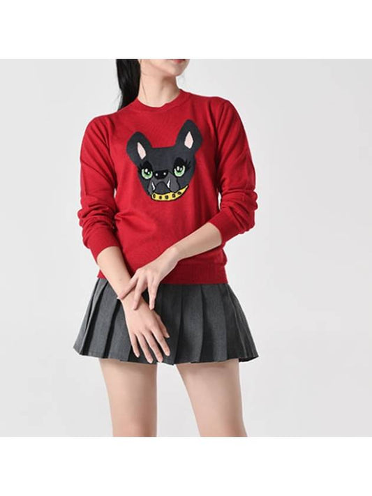 Icon Dog Print Knit Top Red - DSQUARED2 - BALAAN 1