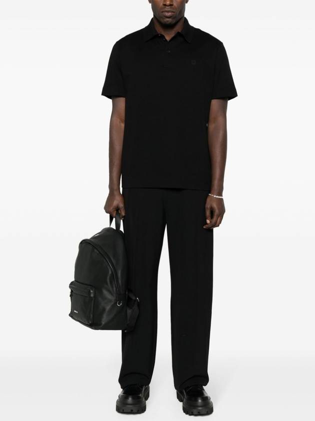 Embroidered Logo Cotton Polo Shirt Black - GIVENCHY - BALAAN 3