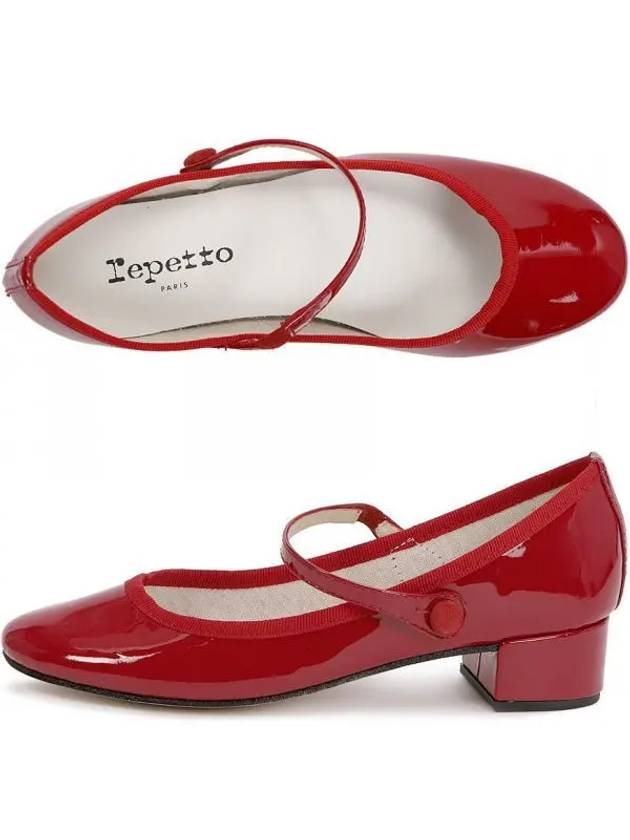 Women's Rose Mary Jane Pumps Middle Heel Red - REPETTO - BALAAN 2
