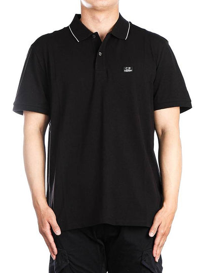 Stretch Piquet Striped Collar Polo Shirt Black - CP COMPANY - BALAAN 2