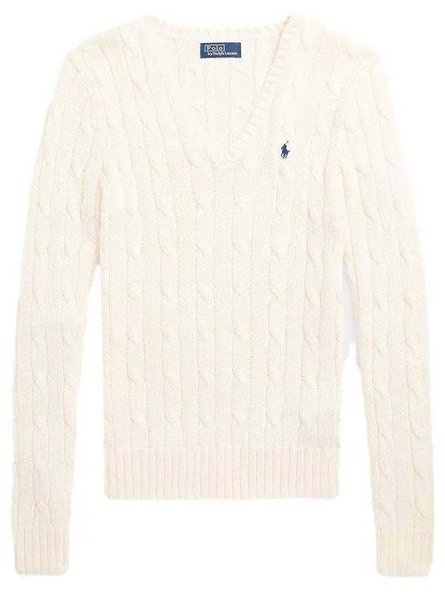 Women's Embroidered Logo Knit Top Cream - POLO RALPH LAUREN - BALAAN 2