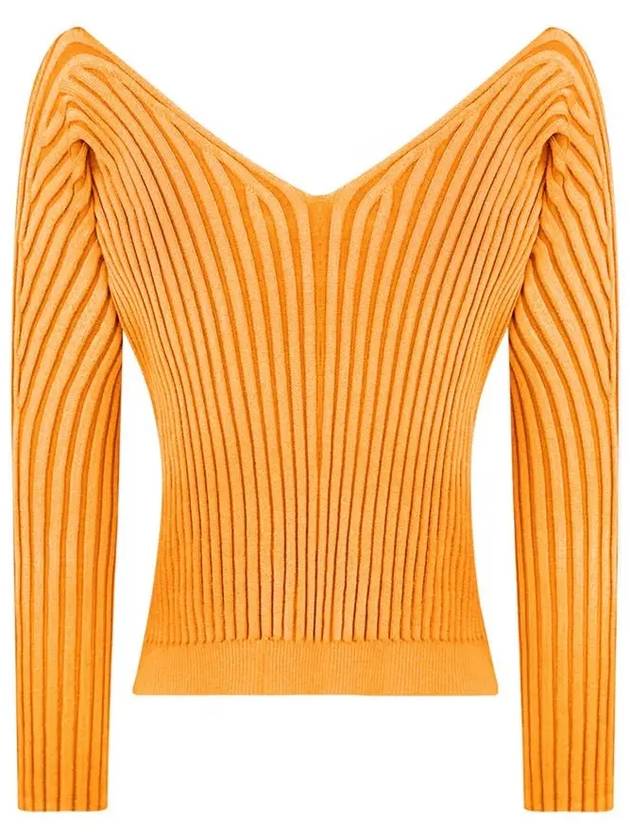 La Maille Pralu Longue Micro Charm Logo Cardigan Light Orange - JACQUEMUS - BALAAN 4