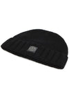 Logo Patch Wool Beanie Black - STONE ISLAND - BALAAN 4