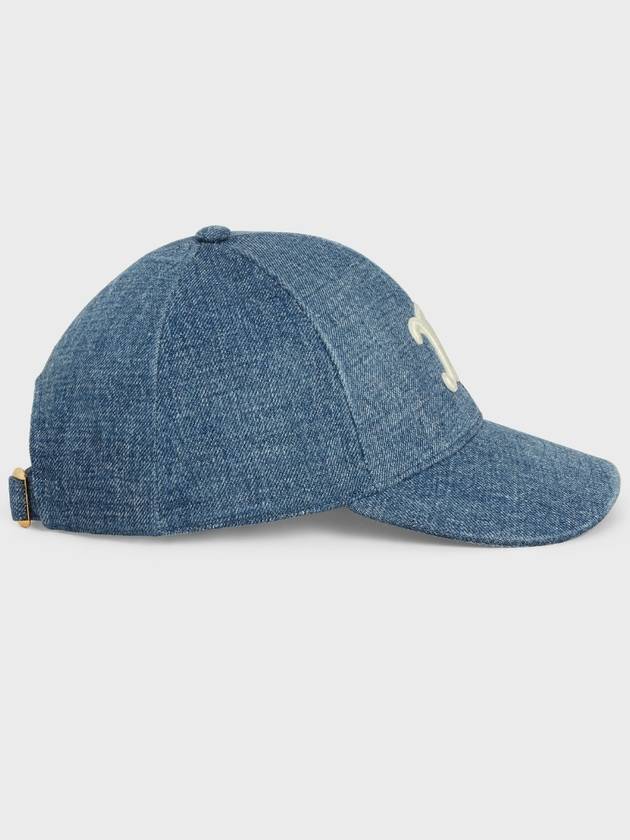 Triomphe Union Wash Denim Ball Cap Blue - CELINE - BALAAN 4