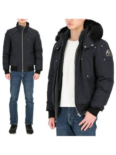 Men's Ballistic Bomber Jacket Black Fox Fur Navy - MOOSE KNUCKLES - BALAAN 2