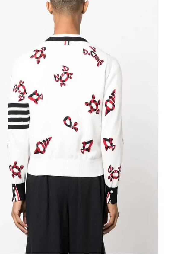 Gem Icons Intarsia Cardigan White - THOM BROWNE - BALAAN 6