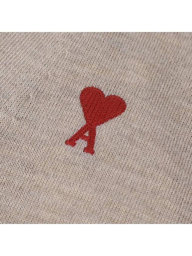 Heart Logo Wool Cardigan Brown - AMI - BALAAN 5