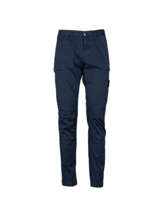 Wappen Patch Slim Fit Straight Pants Blue - STONE ISLAND - BALAAN.