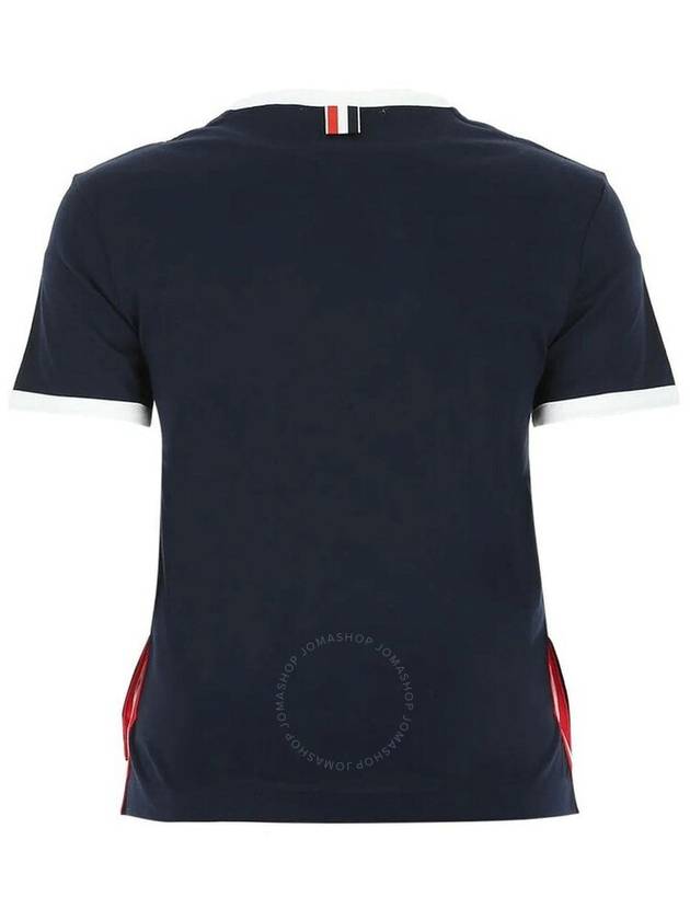 Asymmetric Hem Short Sleeve T-Shirt Navy - THOM BROWNE - BALAAN 3