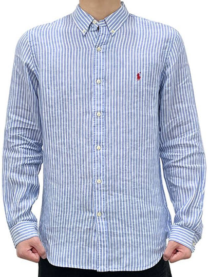 Striped Logo Long Sleeve Shirt Blue - POLO RALPH LAUREN - BALAAN 2