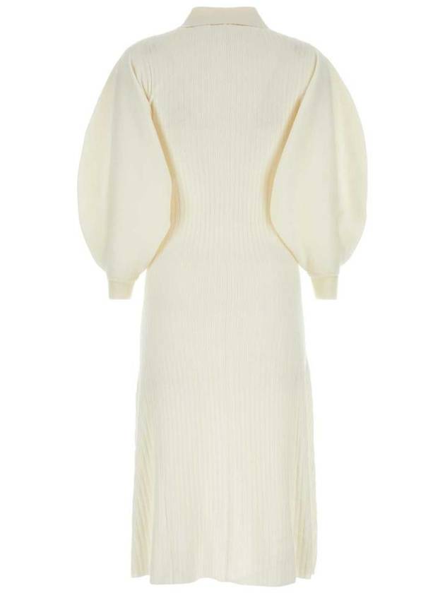 Women's Balloon Sleeve Wool PK Midi Dress Iconic Milk - CHLOE - BALAAN 3