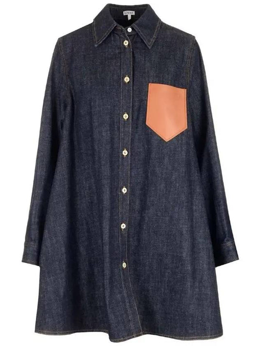 Women's Trapeze Denim Overshirt Blue - LOEWE - BALAAN.