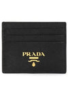 Metal Logo Saffiano Card Wallet Black - PRADA - BALAAN 3