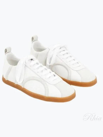 Women's Monogram Embossed Leather Low-Top Sneakers White - TOTEME - BALAAN 2