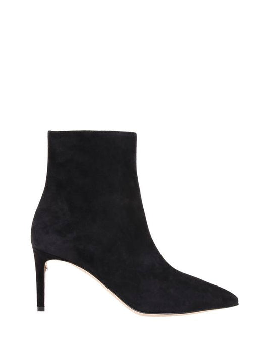 Women's Point Toe Suede Zipper Middle Boot Heels Black - SALVATORE FERRAGAMO - BALAAN 1